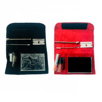 Kit esnifador rojo con 6 utensilios para vicio colores.