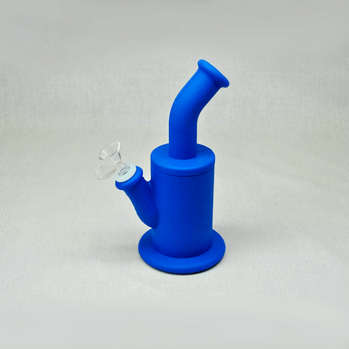 Bong desmontable de color azul para fumar.