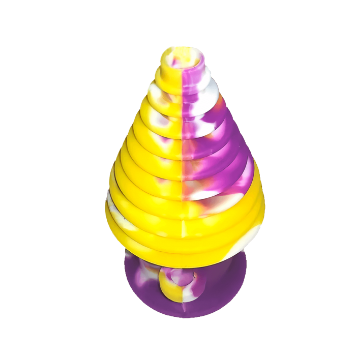 Boquilla de silicona para Bong, amarilla y violeta.