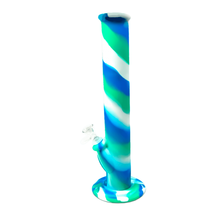Bong de Silicona 36 cm para marihuana. Blanco y azul.