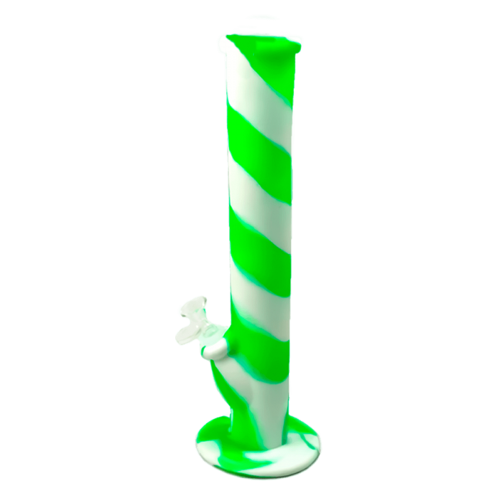 Bong de Silicona 36 cm para marihuana. Blanco y verde.