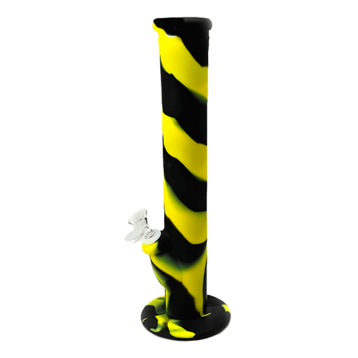 Bong de Silicona 36 cm para marihuana. Negro y amarillo.