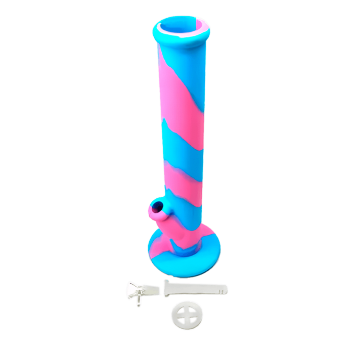 Bong de Silicona 36 cm para marihuana. Azul y Fucsia componentes.