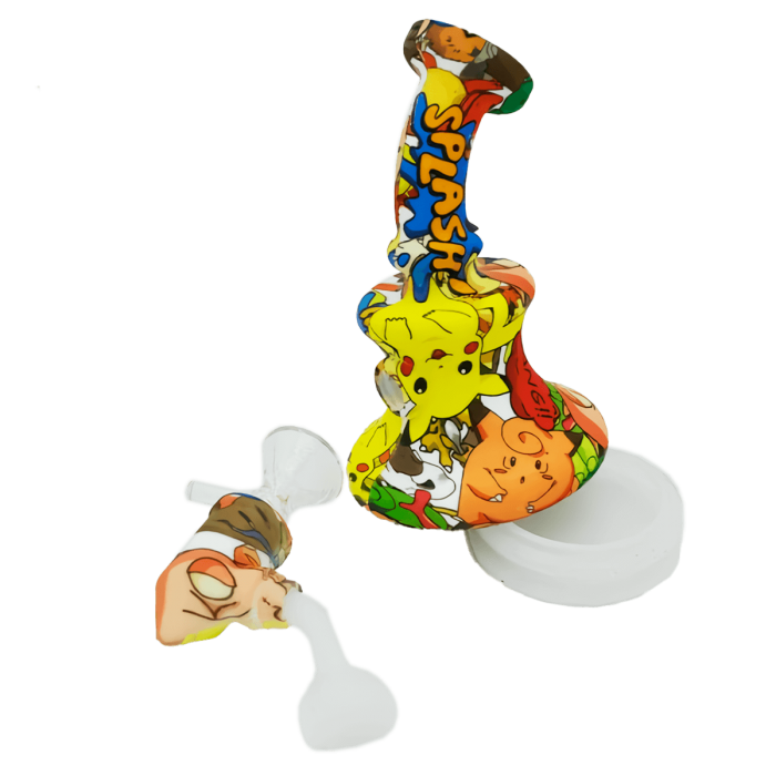 Pipa Bong de silicona con  percolador, desmontada.