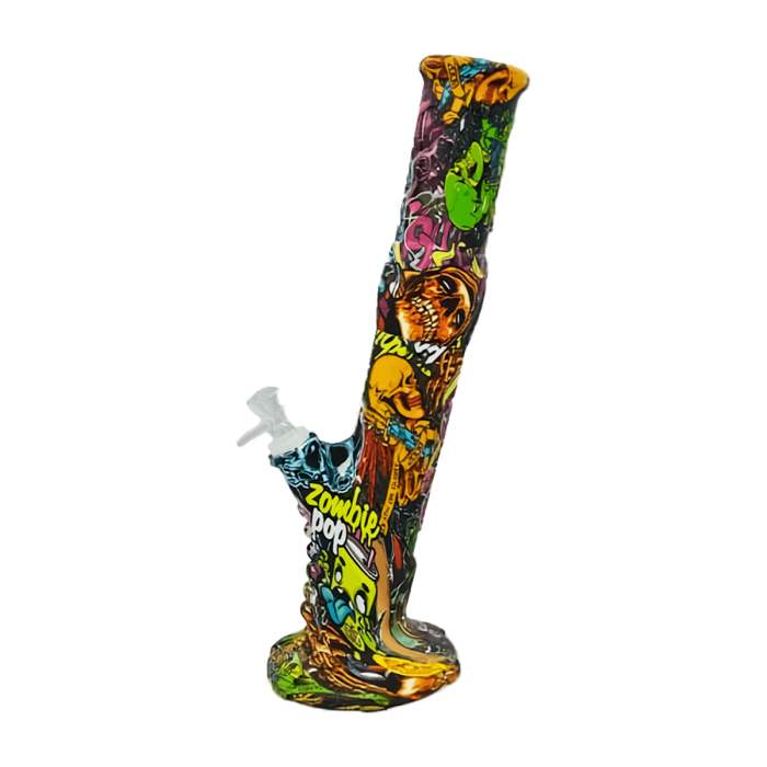 Bong de silicona dibujos inclinado con tubo recto, zombie.