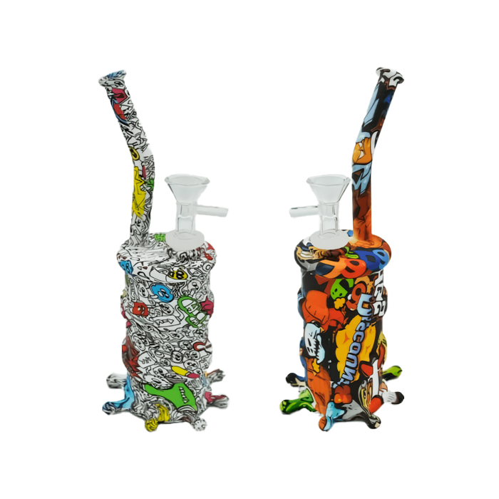 Bong de silicona contenedor con pajita para agua de 20cm, diferentes modelos.