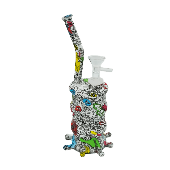 Bong de silicona contenedor con pajita para agua de 20cm, dibujos.