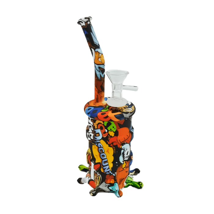 Bong de silicona contenedor con pajita para agua de 20cm, comic.
