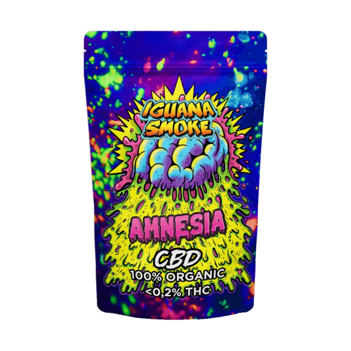 Cogollos CBD Amnesia de 2 gramos, envase.