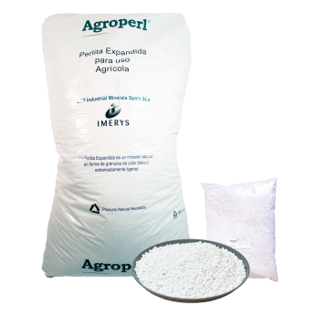 Saco de perlita Agroperl diferentes formatos, bolsa de 10L y saco de 100L..