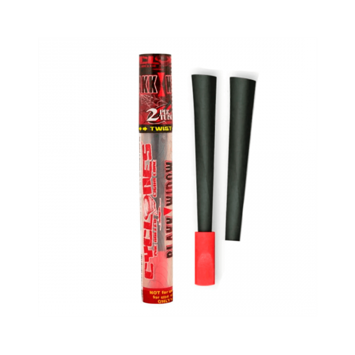Cyclones Xtra X2 Blakk Widow, conos de papel negro, boquilla roja.