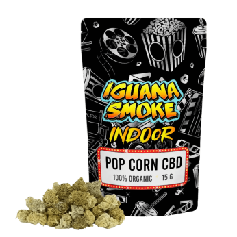Cogollos CBD Pop Corn Mini Buds de interior de la marca Iguana smoke 15 gramos.