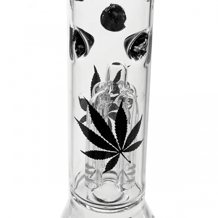 Bong Hojas Negras con detalle de percolador y  41cm de altura.