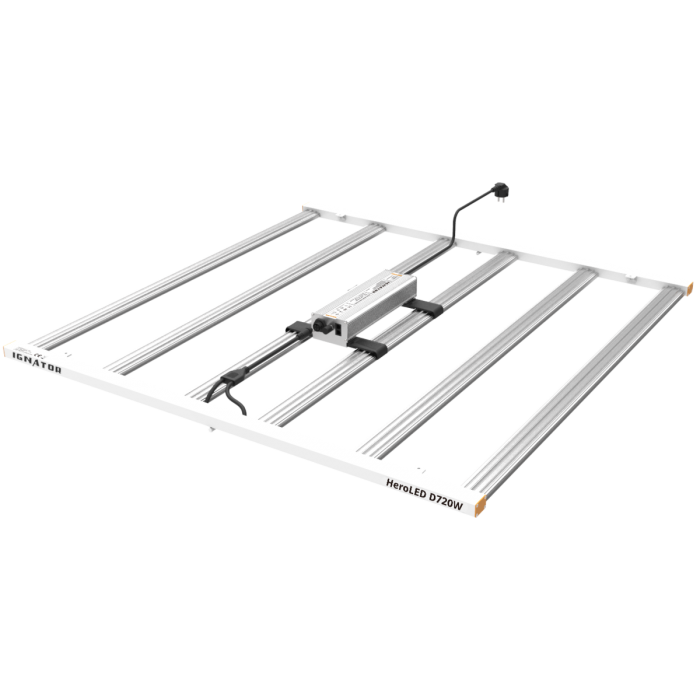 Luminaria LED Heroled Ignator D720W para cultivo, driver externo.