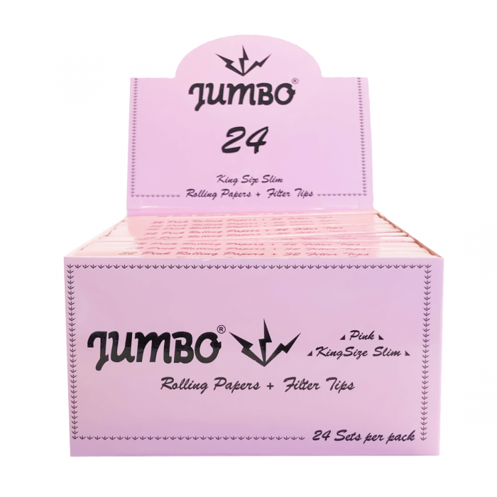 Papel con filtros Jumbo King Size Rosa, caja de 24 librillos.