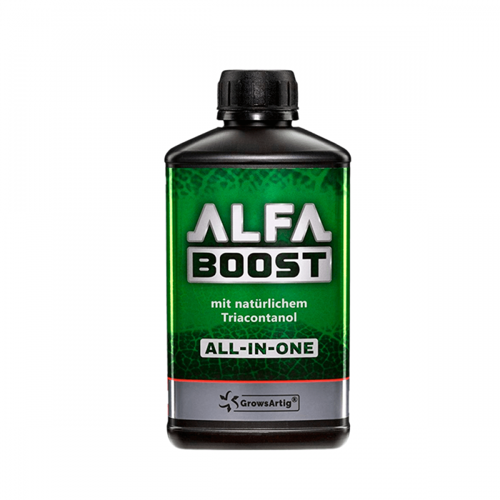 Fertilizante Alfa Boost All in One, envase de 1L.
