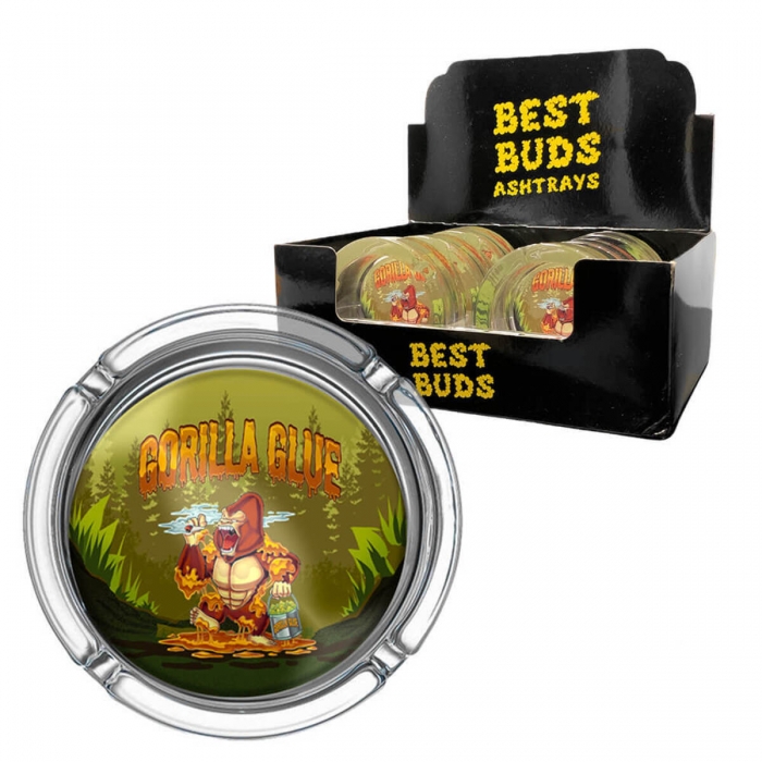 Cenicero cristal Gorilla Glue de Best Buds, expositor.