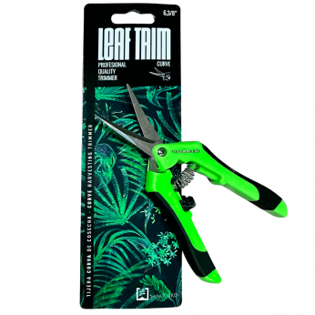 Tijeras Leaf Trim de Vaguard Hidroponics con punta curva.