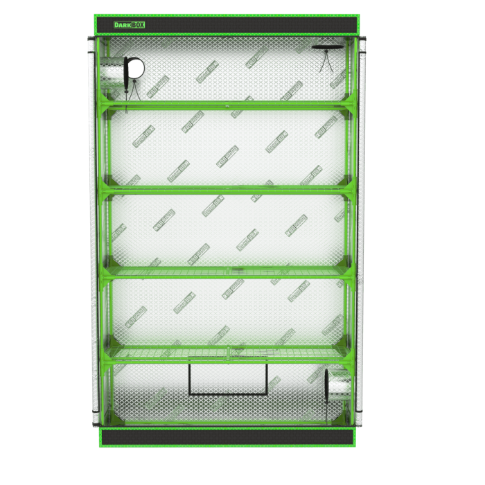 Armario invernadero Dark Box Propagator Tower de 120 x 40 x 200 cm, abierto frontal.