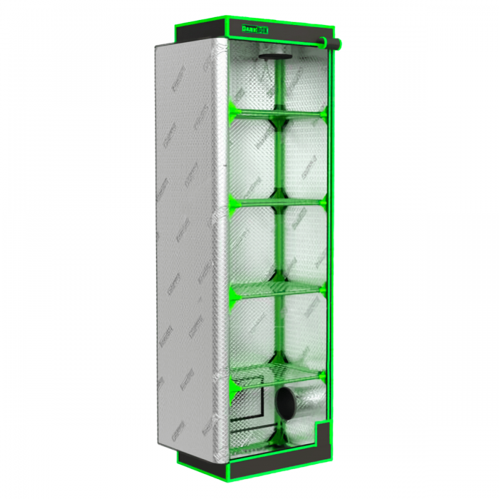 Invernadero Dark Box Propagator Tower 60x40x200 cm para cultivo de esquejes y germinación, perfil izquierdo.