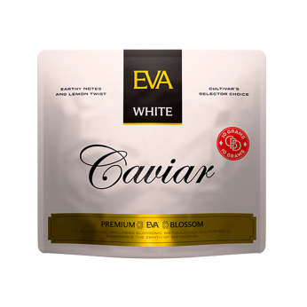 Flores CBD White Caviar de EVA, envase de 10 gramos.