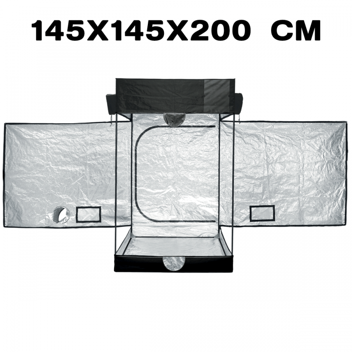 Armario Cultibox Open 145x145x200 cm, abierto.