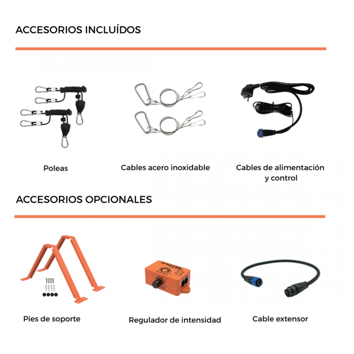 Barra LED Ignator Canopyled B 120W 2 unidades, componentes y accesorios.