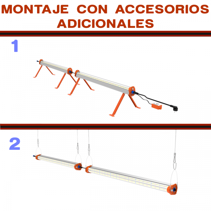 Barra LED Ignator Canopyled B 120W 2 unidades, accesorios adicionales.