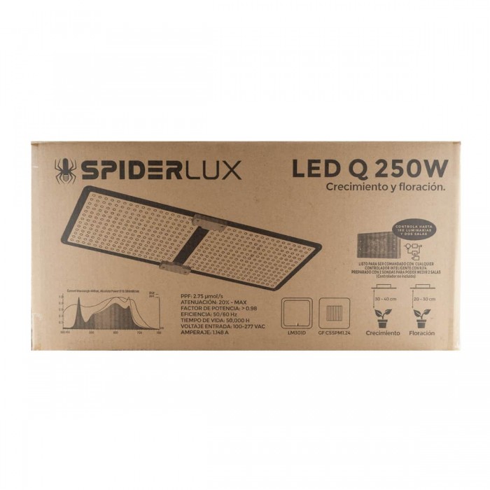 Foco led 250w Spiderlux Modelo Q, caja.