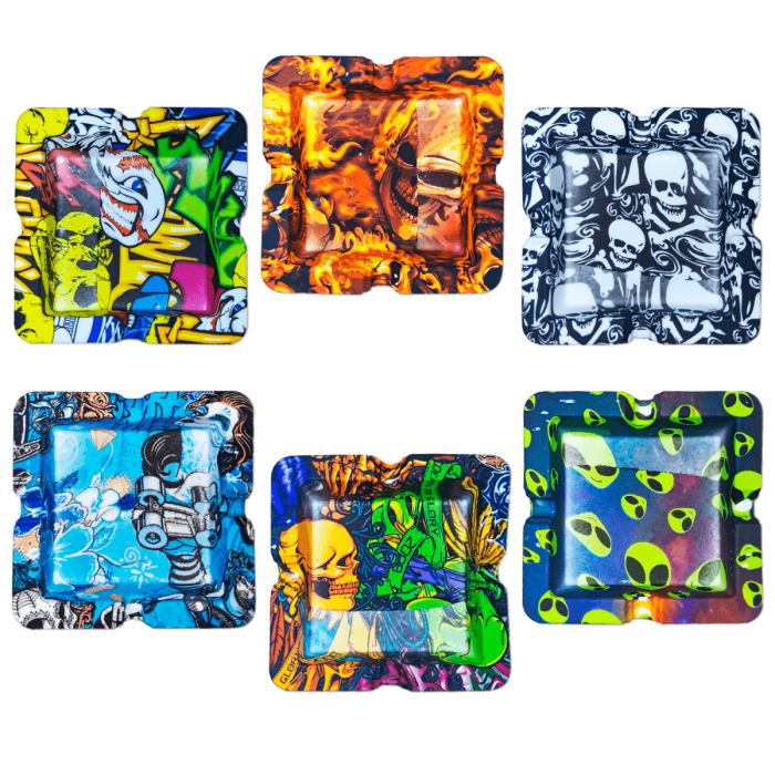 Cenicero de silicona dibujos con temática halloween de 9 x 9 cm, diferentes modelos.