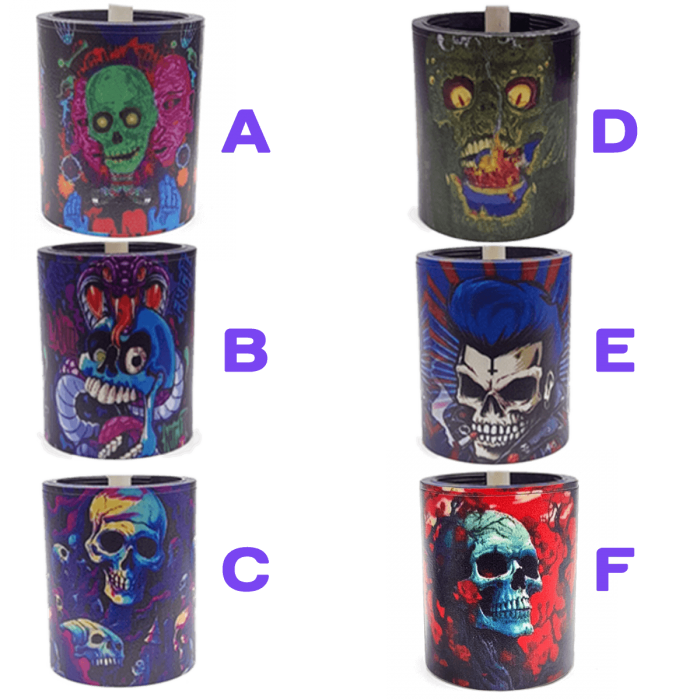 Grinder Eléctrico de plástico modelo calaveras con USB y batería, diferentes modelos.