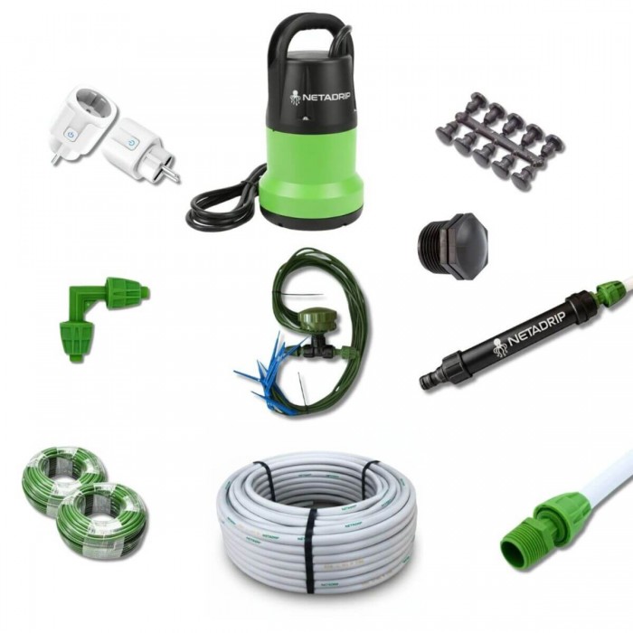 Kit de riego Pulpo de 12 salidas para cultivo, componentes.