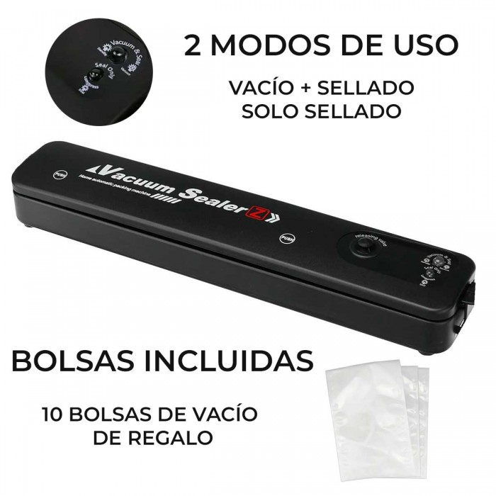 Envasadora al vacío doméstica con dos modos de uso: Vacío + Sellado y solo sellado