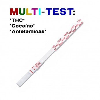 Multi Test 3 Drogas para THC, Cocaína y Anfetaminas en orina.