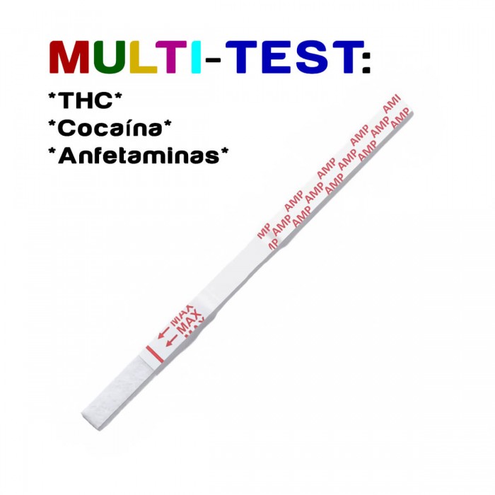 Multi Test 3 Drogas para THC, Cocaína y Anfetaminas en orina.