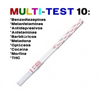 Test multi 10 para control de estupefacientes en la orina.
