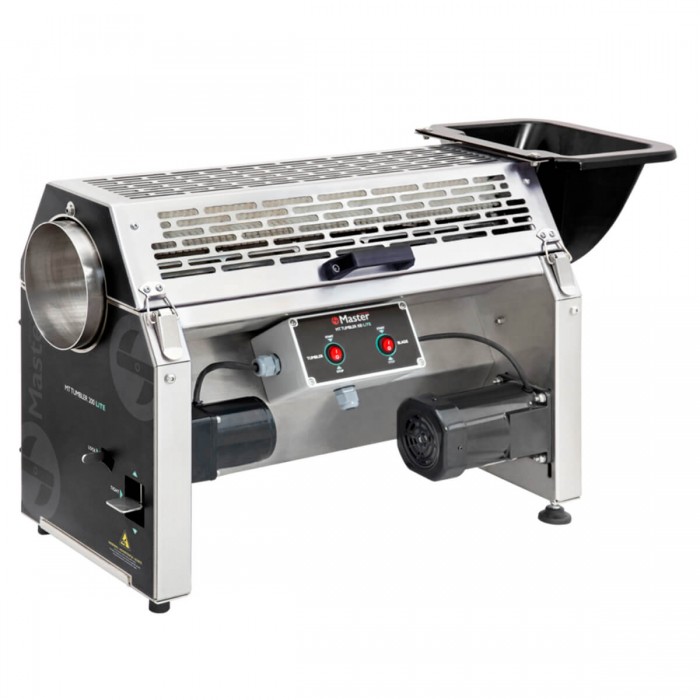 Peladora de cogollos MT Tumbler 200 Lite de Master Trimmers, salida de las flores.