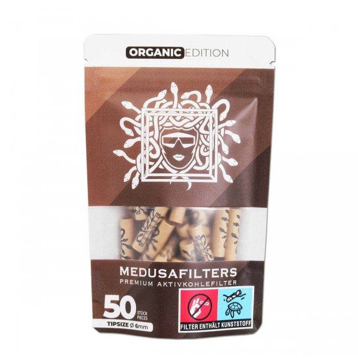 Filtros Medusa de 6mm con carbón activo vegetal, envase de 50 unidades.