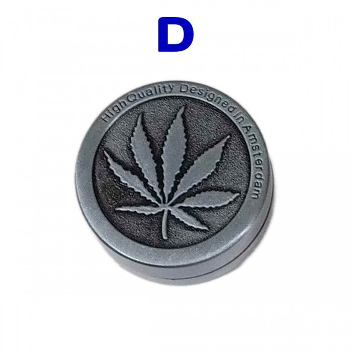 Grinder metálico para marihuana modelo D Hoja de marihuana.
