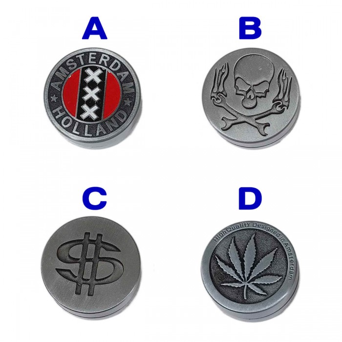 Grinder metálico para marihuana con diferentes modelos.