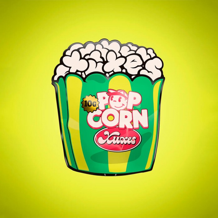 Flores CBD Pop Corn Green Sour 10g de la marca Xuxes, envase.