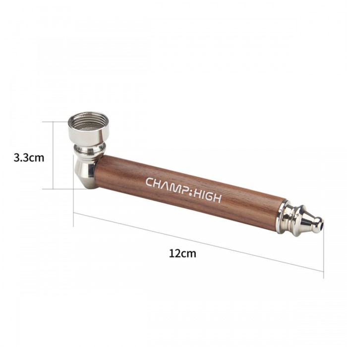 Pipa de Madera Metal Champ High para fumar, medidas.