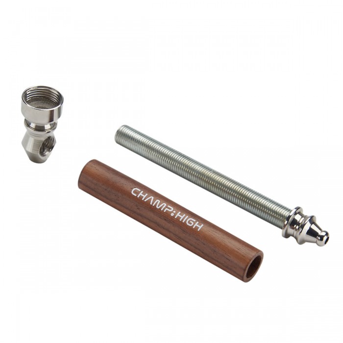 Pipa de Madera Metal Champ High para fumar, desmontada.