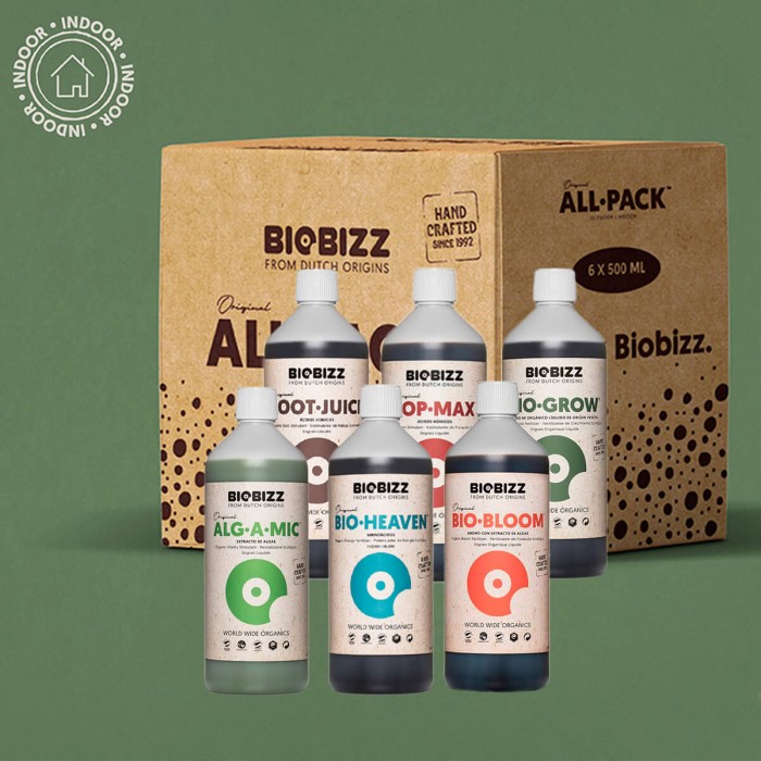 Pack de fertilizantes para interior Biobizz, All Pack Indoor 500 ml.