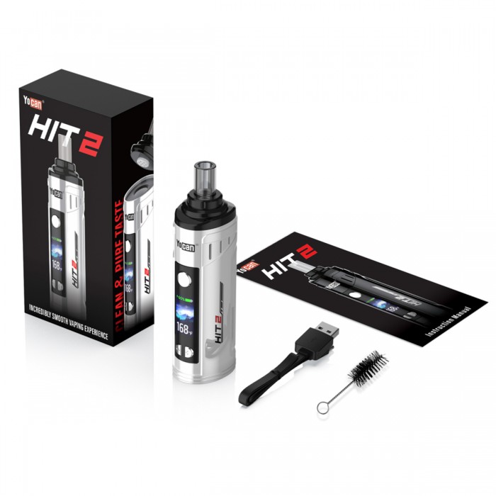 Vaporizador HIT 2 de Yocan, caja y componentes.