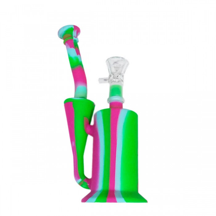 Bong de silicona 2 en 1 para agua con cazoleta de cristal.