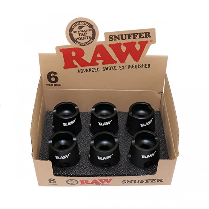 Cenicero RAW Snuffer Black para fumadores, caja.