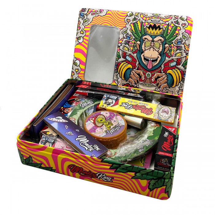 Kit para fumar Monkey King Psycho Abierto.