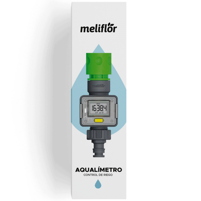 Medidor de caudal y flujo Aqualímetro Meliflor, caja.