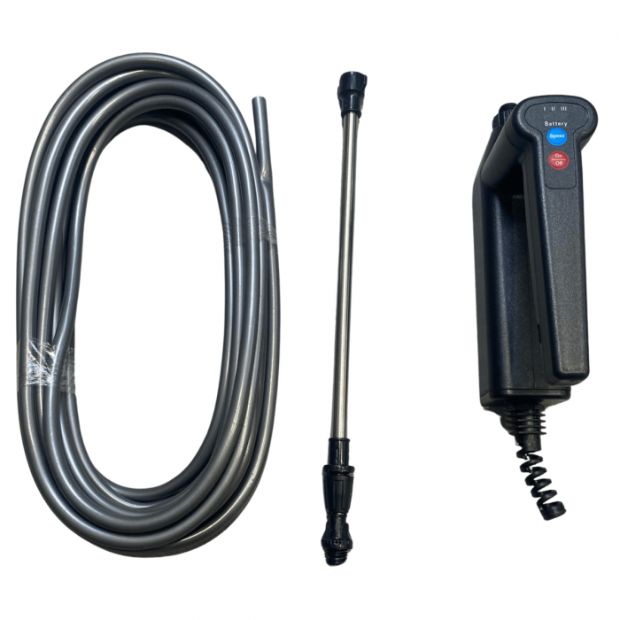 Pulverizador eléctrico extensible para fumigación, componentes por separado.
